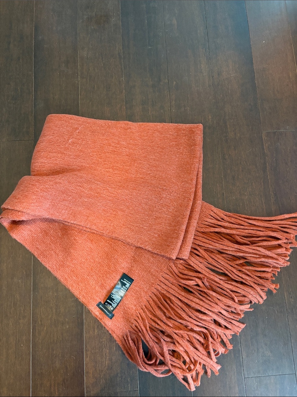 Anthropologie Rust Orange Fringe Throw Blanket